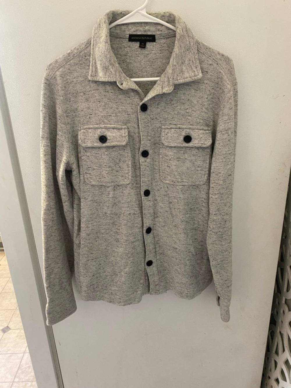 Banana Republic Men's Light Gray Button-Up Shirt Jacket